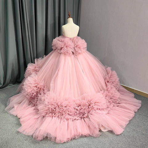Jancember Elegant Superfine Pink Quinceanera Dresses 2023 Strapless Ball Gown Ruffles Lace Up Vestidos De 15 Años DY6724